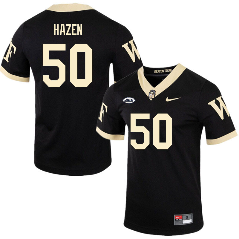 Men-Youth #50 Dylan Hazen Wake Forest Demon Deacons 2023 College Football Jerseys Stitched-Black